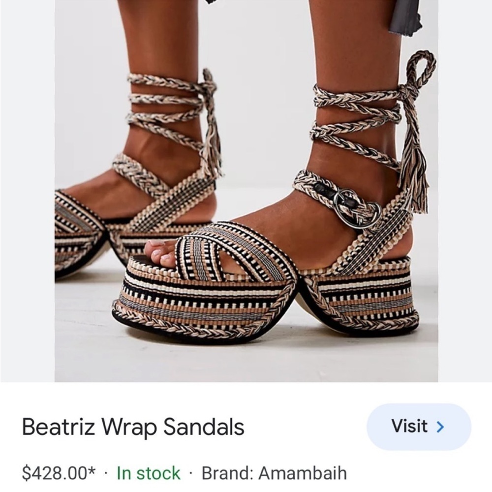 Free People x Amambaih Beatriz Wrap Sandals Size 36 EU NEW